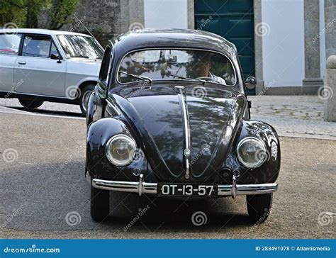 Historic Black Volkswagen Beetle Pretzel In Classic Black Editorial