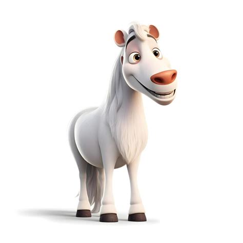 Premium AI Image | Cartoon horse with smile on white background 3D ...