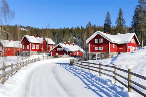 Premium AI Image | Winter landscapes with barns