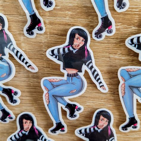 Emo Pin Up Girl Roller Skate Vinyl Sticker Etsy