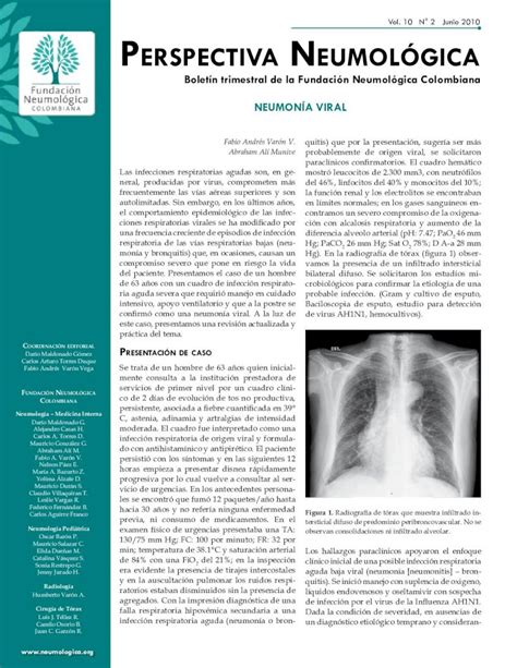 Pdf Perspectiva Neumol Gica Neumologica Org De Infecci N Por El