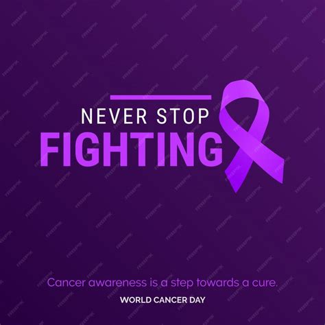 Premium Vector Never Stop Fighting Ribbon Typography Cancer Awareness Is A Step Towards A Cure