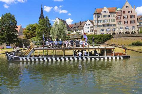 Shipping At The Danube Ulmer Box Pleasure Boat People Passengers