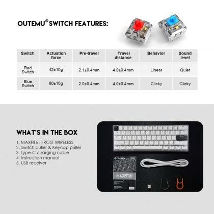 FANTECH MAXFIT61 Frost Bluetooth Wireless Mechanical Keyboard 61 Keys Hot Swappable Switch RGB