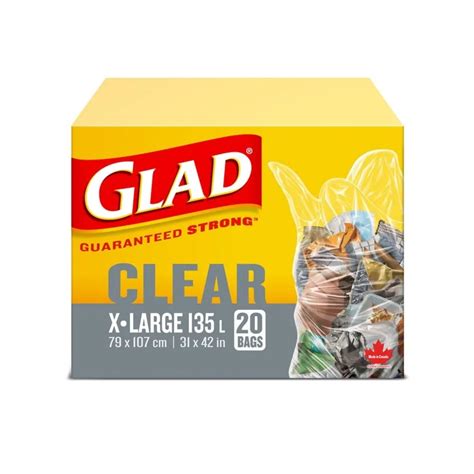 Glad ** Clear X-Large Garbage Bags, 135L, 20 pcs – CHEF's DEPOT