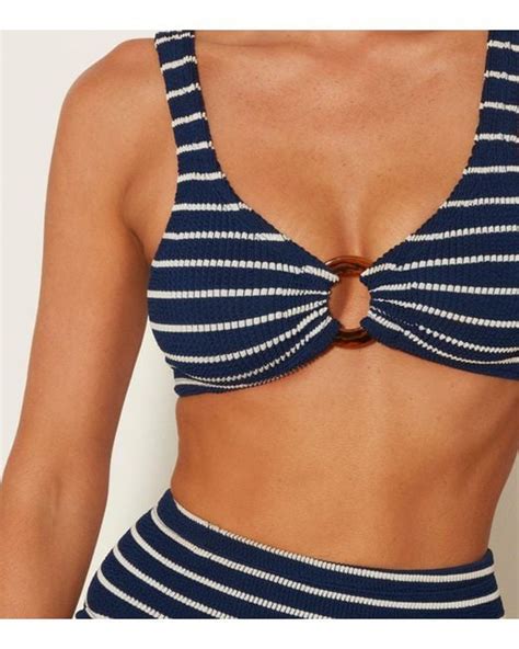 Hunza G Nadine Stripe Bikini In Blue Lyst