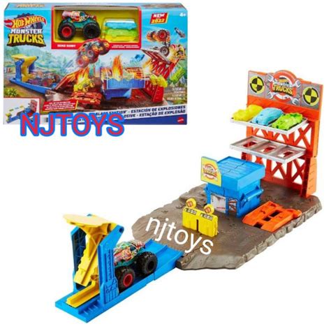 Jual Hot Wheels Track Monster Trucks Blast Station Trackset Playset Monster Trucks Shopee