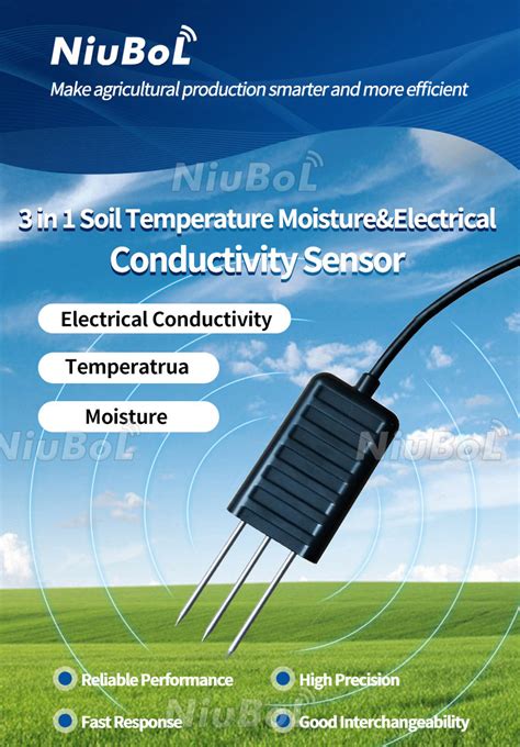 3 In 1 Soil Temperature Humidity EC Sensor Soil FDR Moisture Meter For