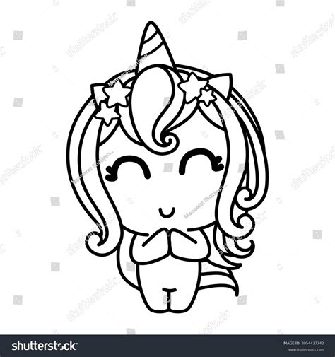 Unicorn Coloring Page Kawaii Unicorn Outlined Stock Vector Royalty