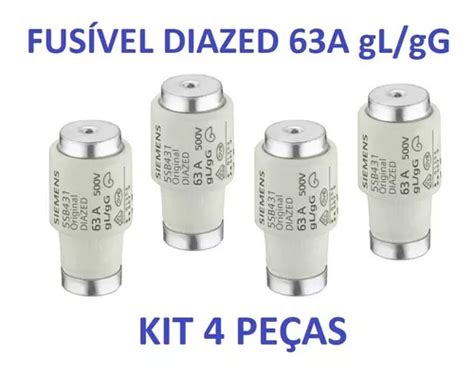 Fusível Diazed 63a Retardado 500v Gl gg Siemens 5sb431 kit