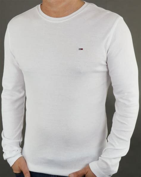 Tommy Hilfiger Rib Long Sleeve T Shirt White 80s Casual Classics