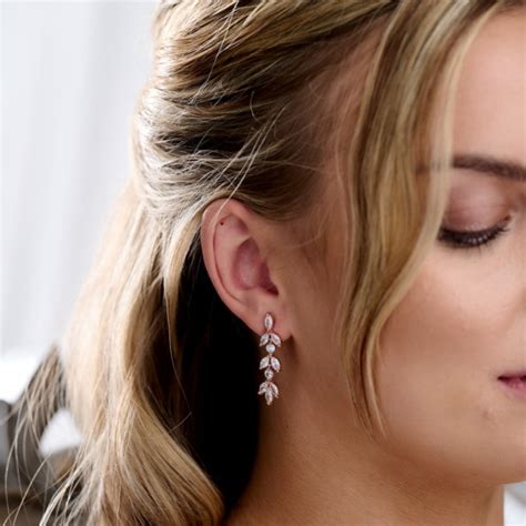 Amalia Rose Gold Cubic Zirconia And Pearl Drop Earrings