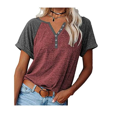 Amavo Summer Raglan Short Sleeve Tops For Women Leisure Loose