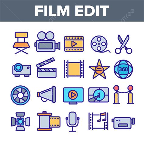 Film Editing Vector Art Png Film Edit Filmmaking Linear Vector Icons