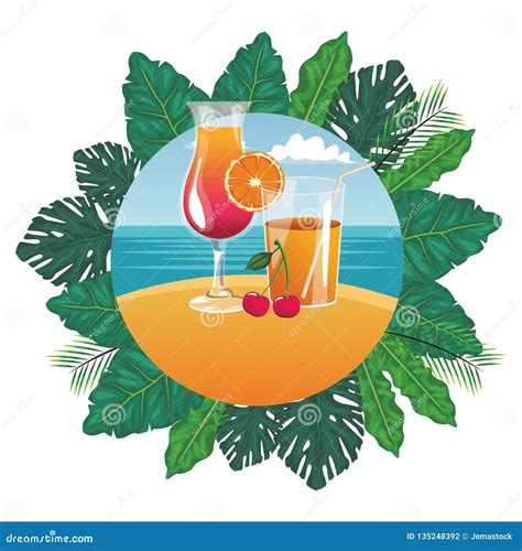 Cocktail And Orange Juice Stock Vector Illustration Of Cocktail