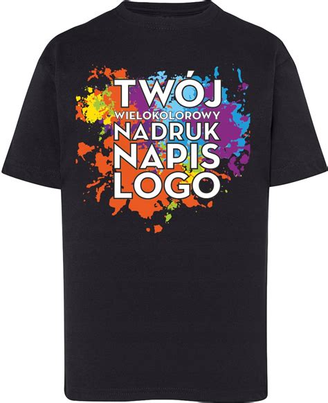 T Shirt Koszulka Z W Asnym Kolorowym Nadrukiem Napisem Logo Grafik