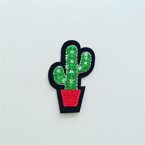 Cactus Iron On Patch Potted Succulent Plant Patch Cacti Badge Diy