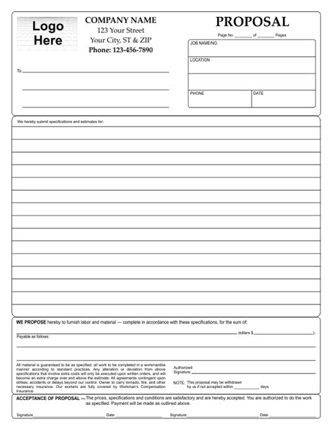 Free Printable Proposal Forms