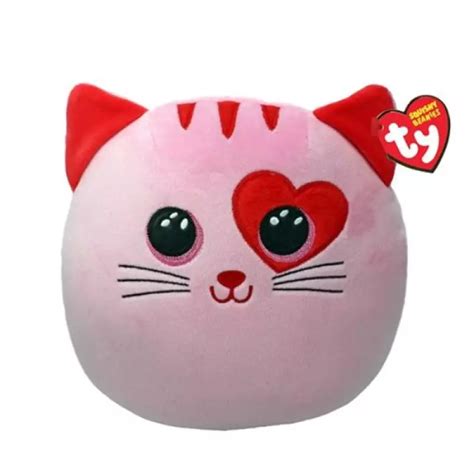 Maskotka Poduszka Ty Squishy Beanies Flirt Rózowy Kot Z Sercem 22cm 39271