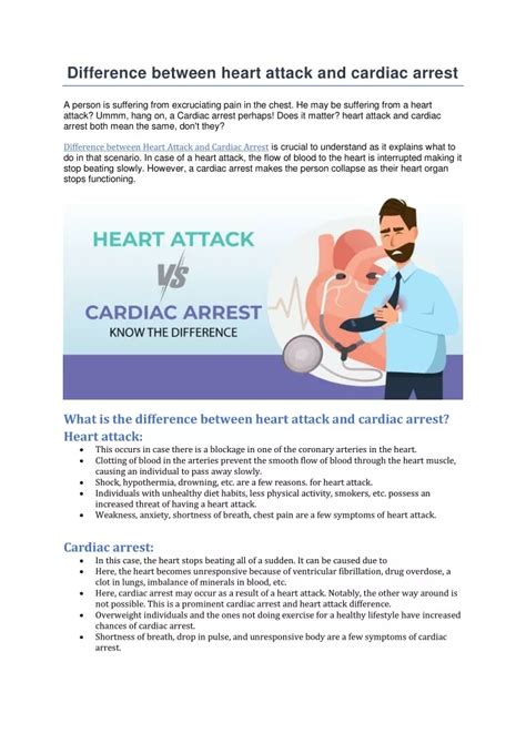 Ppt Difference Between Heart Attack And Cardiac Arrest Powerpoint