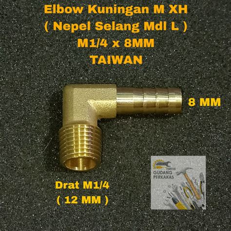 Jual Elbow MXH M1 4 X 8MM TAIWAN Nepel Selang Model L Drat Luar 1