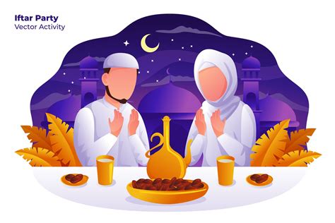 Iftar Party Vector Illustration Iftar Party Illustration Design