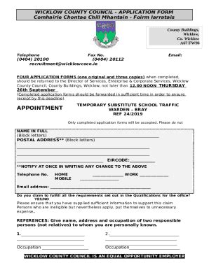 Wicklow County Council Application Doc Template Pdffiller