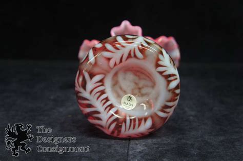 Fenton Cranberry Opalescent Daisy Fern Art Glass Vase 11 5 Jack In