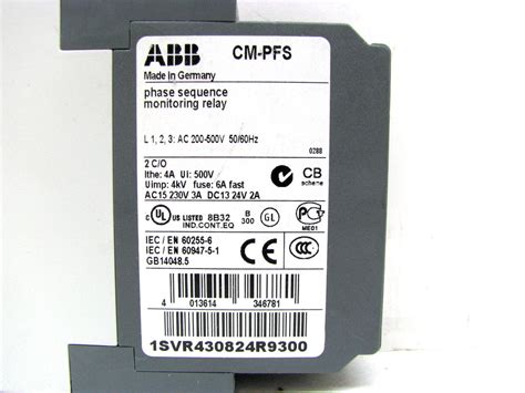 ABB CM-PFS 1SVR430824R9300 Phase Sequence Monitoring Relay 200-500V | eBay