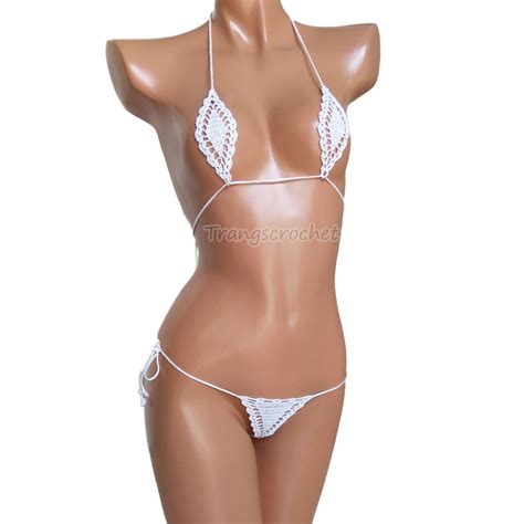 Crochet Extreme Micro G String Bikini Thong Bikini Set Sexy Teardrop Bikini Tiny Bikini Nude