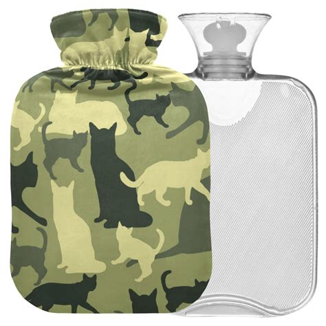 Naanle Camouflage Cats Hot Water Bottle L Transparent Large Heat Cold Therapy For Pain