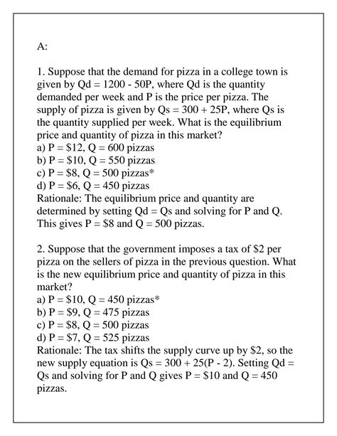 Solution Econ 201 Principles Of Microeconomics Exam Q A With