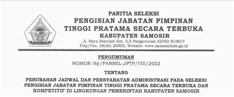 Perubahan Jadwal Dan Persyaratan Administrasi Pada Seleksi Pengisian