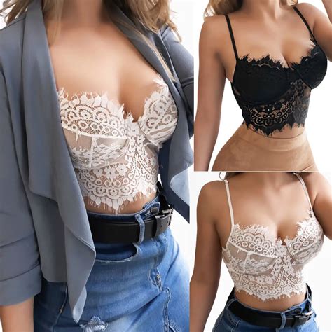 Sheer Lace Bra Top 2018 Women Push Up Bra Bralet Corset Floral Lace Bralette Bustier Ultrathin