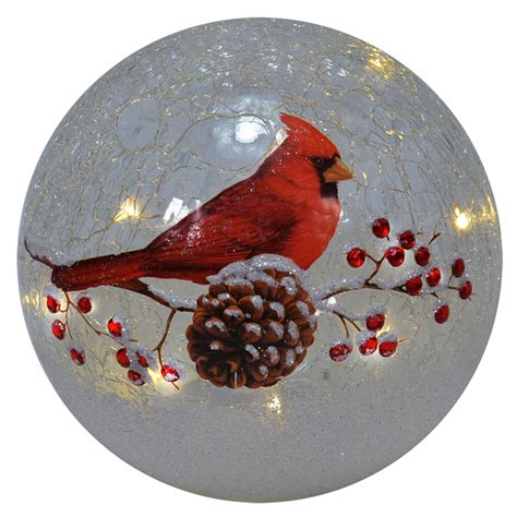 Lighted Crackle Glass Cardinal 6 Inch Battery Operated Buy Now