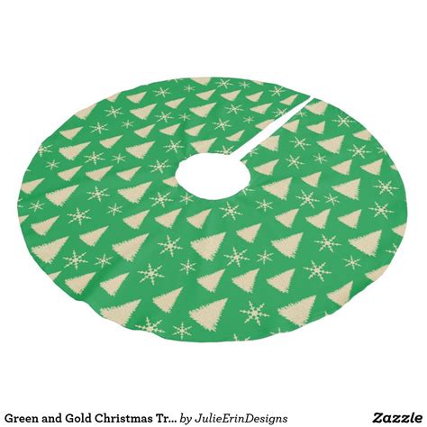 Green and Gold Christmas Tree Pattern Brushed Polyester Tree Skirt Unique Christmas Trees ...