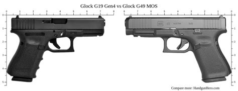 Glock G19 Gen4 Vs Glock G49 Mos Size Comparison Handgun Hero