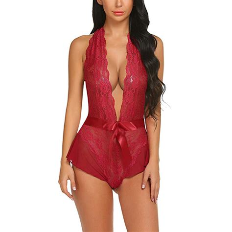 FREE Sexy Women Lace Bowknot Bodysuit Sexy Teddy Lingerie Backless