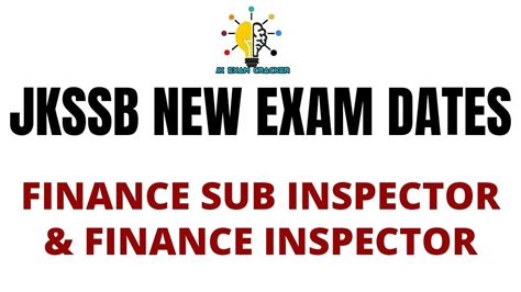 Jkssb Finance Inspector Sub Inspector Exam Update Calendar Out