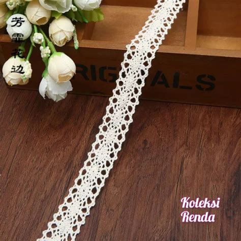 Jual Renda Rajut Lebar 2cm Renda Kait Lebar 2cm Isi 15yard Shopee