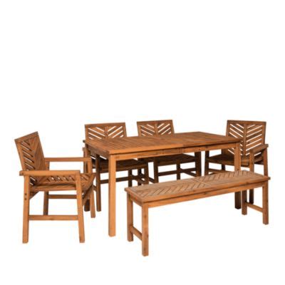 Walker Edison Piece Chevron Outdoor Patio Dining Set