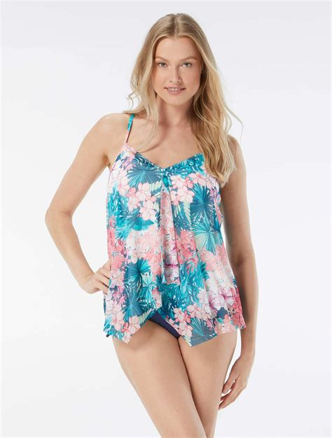 Beach House Swim Kerry Mesh Layer Underwire Tankini Top Island Floral