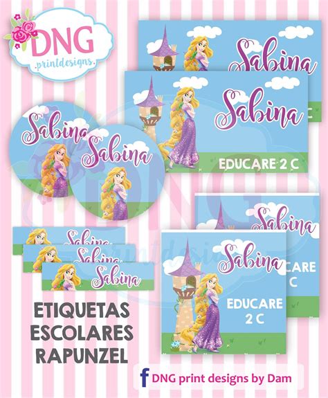 Etiquetas Escolares Rapunzel Rapunzel Etiquetas Escolares Para