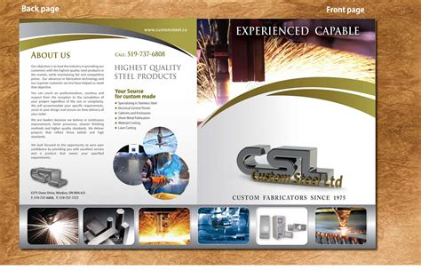 Modern Masculine Industrial Brochure Design For Custom Steel Ltd By