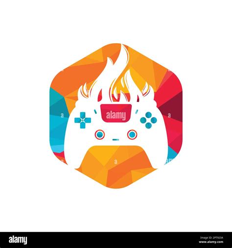 Furious Gamer Vector Logo Design Keypad Controller And Fire Flame Vector Icon Design Stock