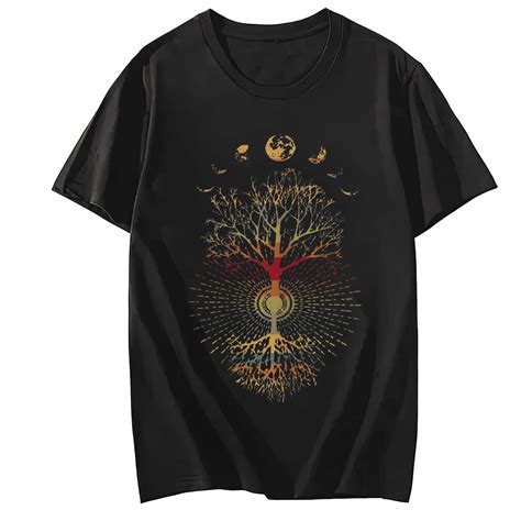 Tshirt Fo Womens Phases Of The Moon Retro 60 S 70 S Vibe Tree Of Life