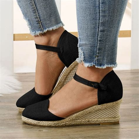 Wng Women Platform Wedge Sandals Fashion Versatile Braided Buckle Breathable Wedge Sandals