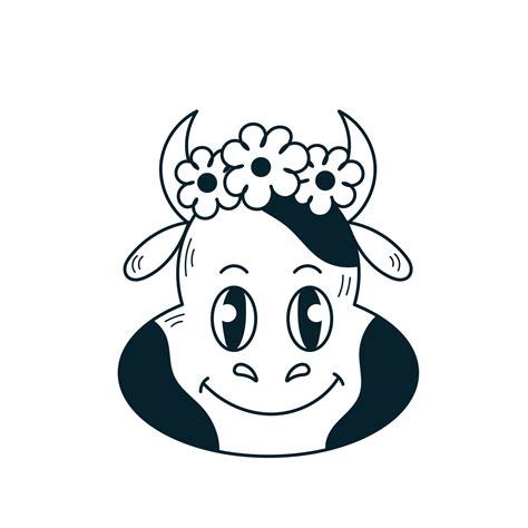 Happy cow doodle portrait 21891248 Vector Art at Vecteezy