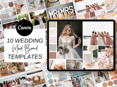 Wedding Mood Board Template Mood Board Templates Canva Etsy