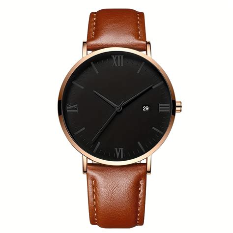 Fashion Men S Calendar Watch Simple Ultra Thin Quartz Temu United Kingdom